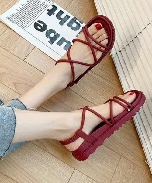 Silly（シリー）の「レースアップサンダル（サンダル・レディース・ブラウン/レッド/ピンク/ブラック・23cm/23.5cm/24cm）」の8枚目の写真