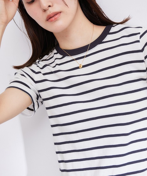 ROPE'（ロペ）の「【PETIT BATEAU（プチバトー）×ROPE'】ラウンドネックTEE（Tシャツ/カットソー・レディース・ホワイト/ブラック/オリーブ/ホワイト系その他2/ブルー系その他4・M/S）」の14枚目の写真