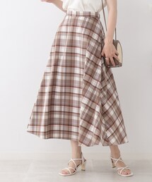 couture brooch | 【目を惹く配色】マドラスチェック柄フレアスカート(スカート)