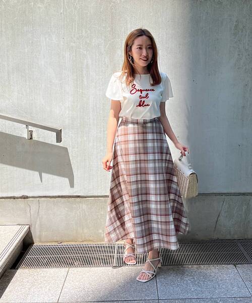 couture brooch（クチュールブローチ）の「◆【目を惹く配色】マドラスチェック柄フレアスカート（スカート・レディース・ピンク系6/ブラウン系その他3/ブルー系1・36/38/40/42）」の4枚目の写真