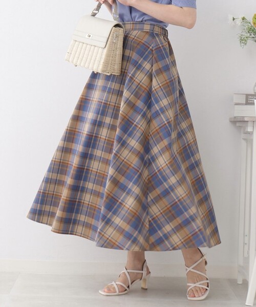 couture brooch（クチュールブローチ）の「◆【目を惹く配色】マドラスチェック柄フレアスカート（スカート・レディース・ピンク系6/ブラウン系その他3/ブルー系1・36/38/40/42）」の11枚目の写真