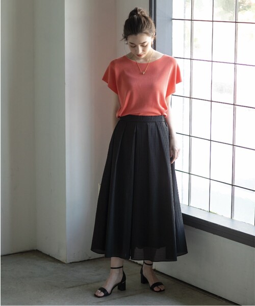 OPAQUE.CLIP(オペークドットクリップ)の「◆≪ヒルナンデス!で紹介≫ シアーギンガムチェックフレアスカート【洗濯機洗い可】(スカート・レディース・ブラック系1/ライトグリーン系1・36/38/40)」の5枚目の写真