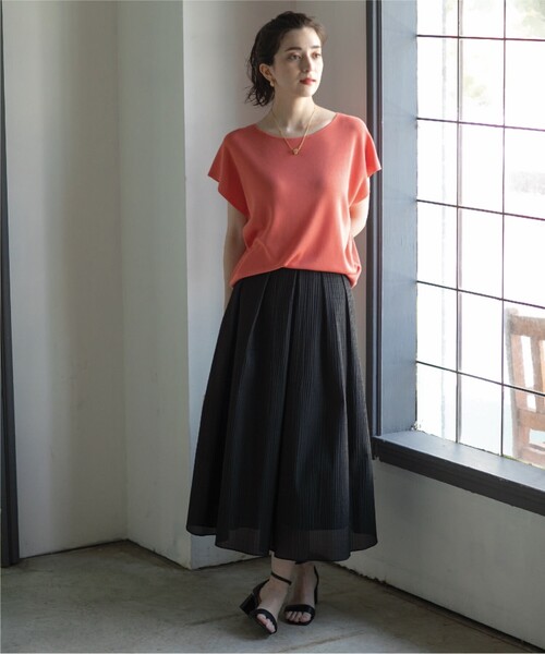 OPAQUE.CLIP(オペークドットクリップ)の「◆≪ヒルナンデス!で紹介≫ シアーギンガムチェックフレアスカート【洗濯機洗い可】(スカート・レディース・ブラック系1/ライトグリーン系1・36/38/40)」の8枚目の写真