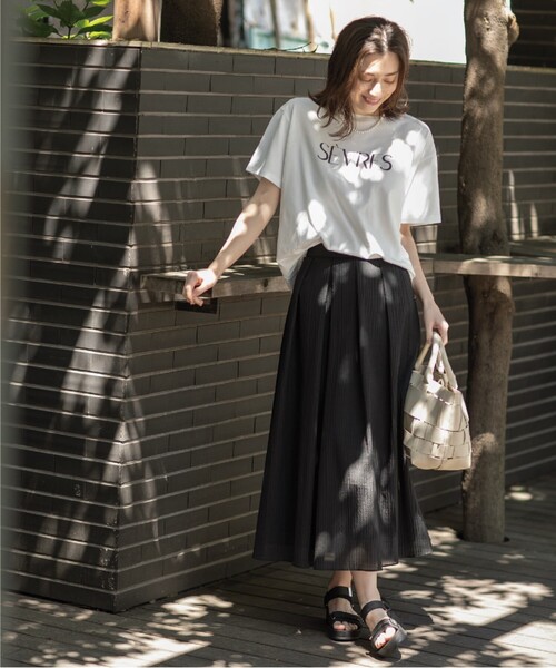 OPAQUE.CLIP(オペークドットクリップ)の「◆≪ヒルナンデス!で紹介≫ シアーギンガムチェックフレアスカート【洗濯機洗い可】(スカート・レディース・ブラック系1/ライトグリーン系1・36/38/40)」の11枚目の写真