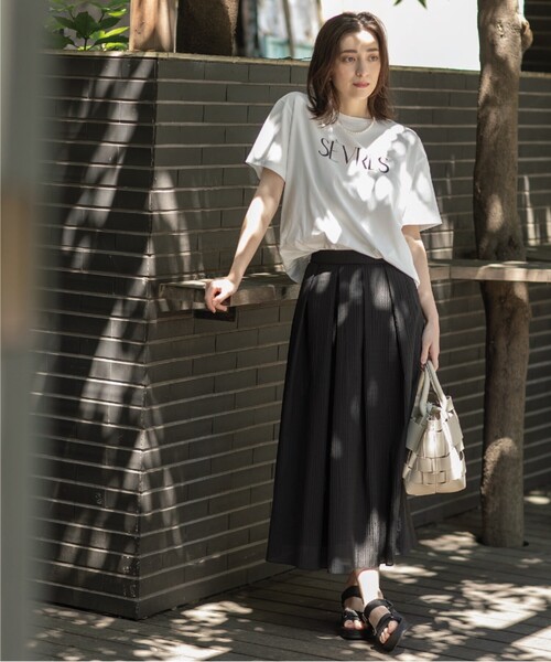 OPAQUE.CLIP(オペークドットクリップ)の「◆≪ヒルナンデス!で紹介≫ シアーギンガムチェックフレアスカート【洗濯機洗い可】(スカート・レディース・ブラック系1/ライトグリーン系1・36/38/40)」の12枚目の写真