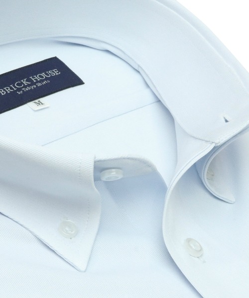 TOKYO SHIRTS（トウキョウシャツ）の「持続涼感 形態安定 ノーアイロン ボタンダウン 半袖ビジネスニットワイシャツ（ビジネスシャツ・メンズ・ライトブルー・首回り37cm/首回り39cm/首回り41cm/首回り42cm/首回り43cm）」の2枚目の写真