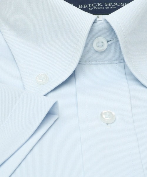 TOKYO SHIRTS（トウキョウシャツ）の「持続涼感 形態安定 ノーアイロン ボタンダウン 半袖ビジネスニットワイシャツ（ビジネスシャツ・メンズ・ライトブルー・首回り37cm/首回り39cm/首回り41cm/首回り42cm/首回り43cm）」の3枚目の写真