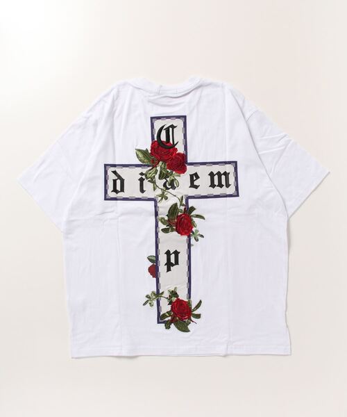 RE730（アールイーセブンサーティー）の「RE730 十字薔薇モチーフ　半袖ビッグシルエットTシャツ（Tシャツ/カットソー・メンズ・オフホワイト/ブラック/チャコールグレー・LARGE/MEDIUM/X-LARGE）」の4枚目の写真