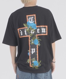 RE730 十字薔薇モチーフ 半袖ビッグシルエットTシャツ