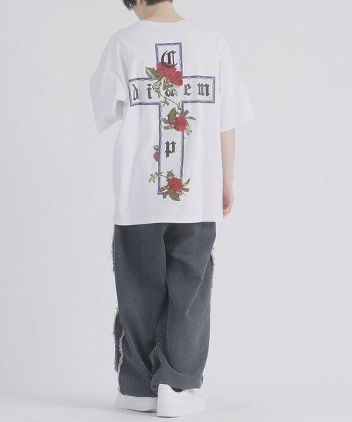RE730（アールイーセブンサーティー）の「RE730 十字薔薇モチーフ　半袖ビッグシルエットTシャツ（Tシャツ/カットソー・メンズ・オフホワイト/ブラック/チャコールグレー・LARGE/MEDIUM/X-LARGE）」の14枚目の写真