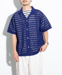 GLOSTER | 【GLOSTER/グロスター】透かし編み メッシュオープンカラーシャツ メッシュシャツ(シャツ/ブラウス)