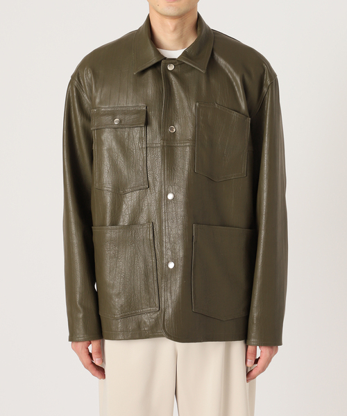 ジャケット・アウター FOLL wardrobe cocoon blouson FOLL / フォル】wardrobe sheep leather coverall（ライダース