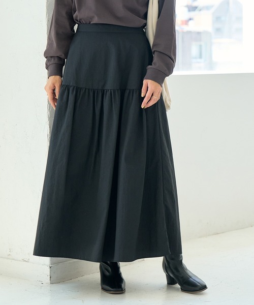 ROPE' PICNIC（ロペピクニック）の「ナイロンギャザースカート（スカート・レディース・ブラック/カーキ・40/38）」の18枚目の写真