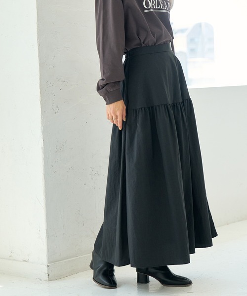 ROPE' PICNIC（ロペピクニック）の「ナイロンギャザースカート（スカート・レディース・ブラック/カーキ・40/38）」の19枚目の写真