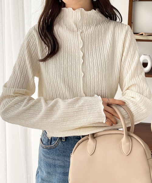 GeeRA（ジーラ）の「【新色追加】前後２wayメロウハイネックカットソー（Tシャツ/カットソー・レディース・ブラック/モカ/ブルー/アイボリー/ライトグレー/グレイッシュベージュ・SMALL/X-LARGE/MEDIUM/LARGE）」の19枚目の写真