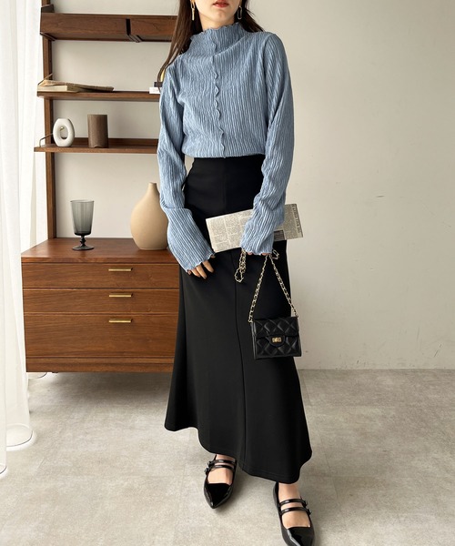 GeeRA（ジーラ）の「【新色追加】前後２wayメロウハイネックカットソー（Tシャツ/カットソー・レディース・ブラック/モカ/ブルー/アイボリー/ライトグレー/グレイッシュベージュ・SMALL/X-LARGE/MEDIUM/LARGE）」の18枚目の写真