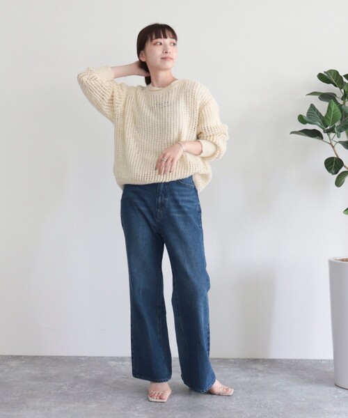 fredy emue（フレディエミュ）の「ウール混メッシュニットプルオーバー（ニット/セーター・レディース・チャコールグレー/ミント/オレンジ/アイボリー・38）」の5枚目の写真