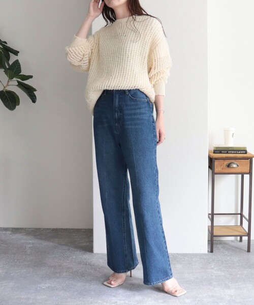 fredy emue（フレディエミュ）の「ウール混メッシュニットプルオーバー（ニット/セーター・レディース・チャコールグレー/ミント/オレンジ/アイボリー・38）」の8枚目の写真