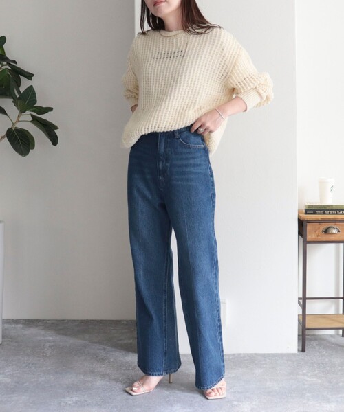 fredy emue（フレディエミュ）の「ウール混メッシュニットプルオーバー（ニット/セーター・レディース・チャコールグレー/ミント/オレンジ/アイボリー・38）」の9枚目の写真