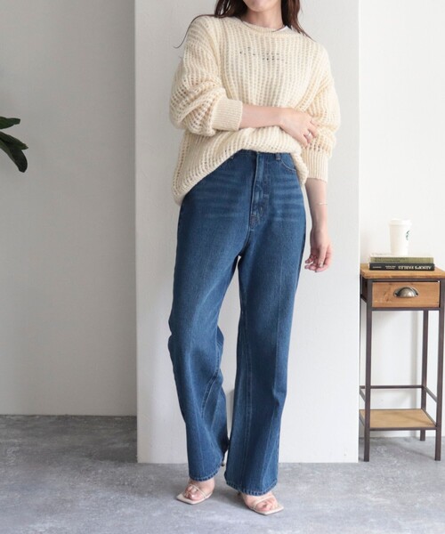 fredy emue（フレディエミュ）の「ウール混メッシュニットプルオーバー（ニット/セーター・レディース・チャコールグレー/ミント/オレンジ/アイボリー・38）」の10枚目の写真