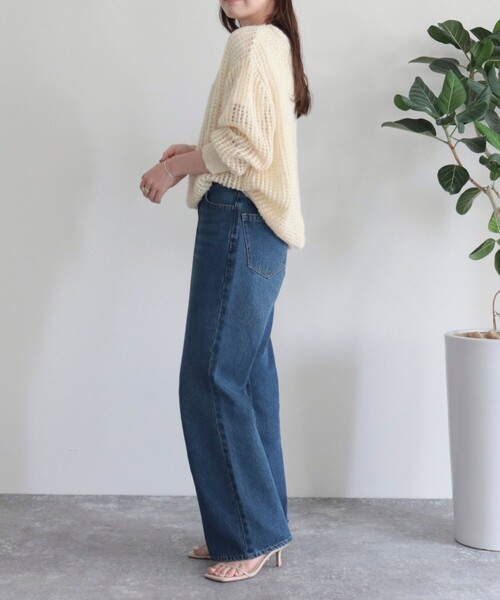 fredy emue（フレディエミュ）の「ウール混メッシュニットプルオーバー（ニット/セーター・レディース・チャコールグレー/ミント/オレンジ/アイボリー・38）」の12枚目の写真