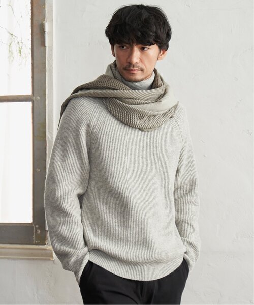 ikka（イッカ）の「【抗菌防臭】編地切り替えワイドマフラー（マフラー・メンズ・モカ/ブラック・FREE）」の4枚目の写真