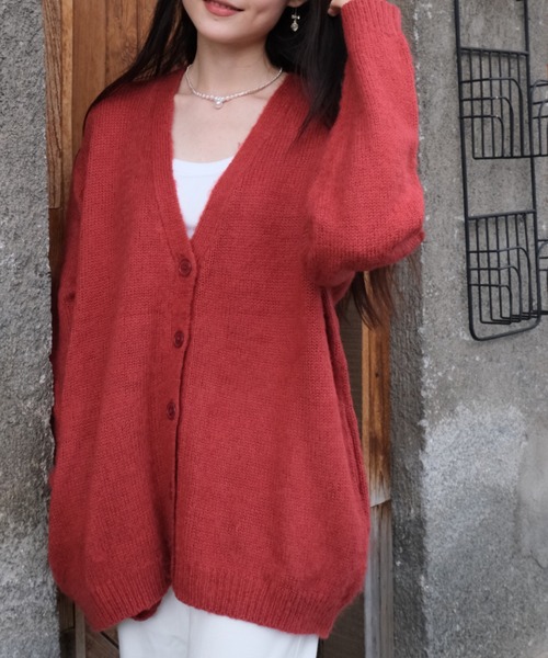 Ada.(エイダ)の「オーバーサイズモヘアカーディガン(カーディガン/ボレロ・レディース・チャコール/ピンク系その他/ブルー/ライトグリーン・FREE)」の4枚目の写真