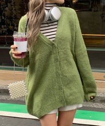 オーバーサイズモヘアカーディガン