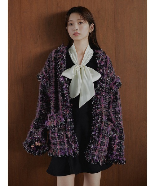 SNIDEL（スナイデル）の「バリエニットジャケット（その他アウター・レディース・ブラック/パープル/ピンクベージュ・FREE）」の4枚目の写真