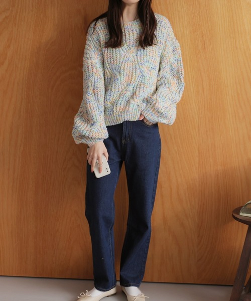 LAFFMO(ラフモ)の「ミックスカラーニット(ニット/セーター・レディース・グリーン/ピンク/パープル/ベージュ・F)」の16枚目の写真