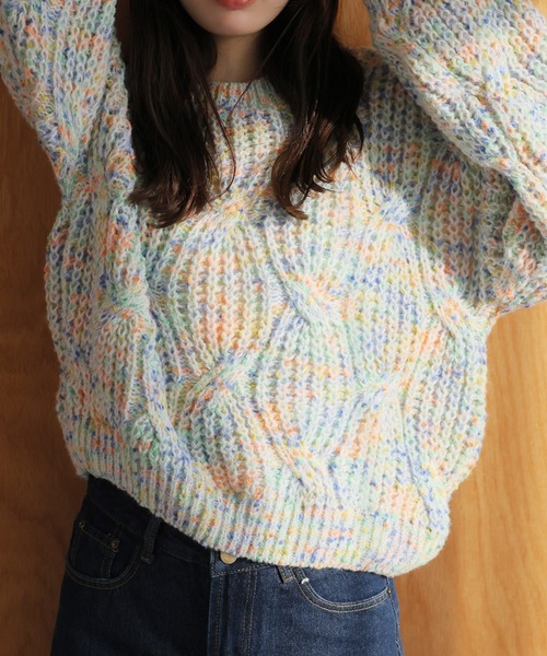 LAFFMO(ラフモ)の「ミックスカラーニット(ニット/セーター・レディース・グリーン/ピンク/パープル/ベージュ・F)」の20枚目の写真