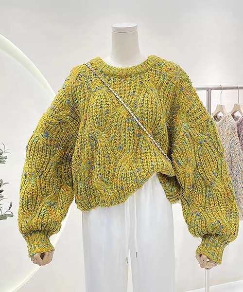 LAFFMO(ラフモ)の「ミックスカラーニット(ニット/セーター・レディース・グリーン/ピンク/パープル/ベージュ・F)」の11枚目の写真