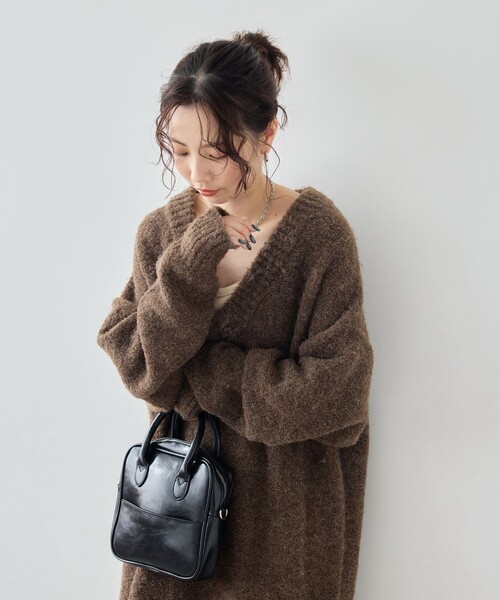 FREAK'S STORE(フリークスストア)の「限定展開 ミニブークレ Vネック ニットワンピース(ワンピース・レディース・ナチュラル/イエロー/ブラウン/ブラック・フリ-)」の14枚目の写真