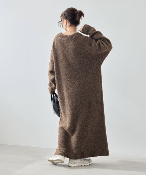 FREAK'S STORE(フリークスストア)の「限定展開 ミニブークレ Vネック ニットワンピース(ワンピース・レディース・ナチュラル/イエロー/ブラウン/ブラック・フリ-)」の17枚目の写真