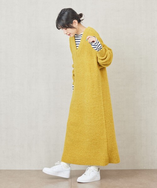 FREAK'S STORE(フリークスストア)の「限定展開 ミニブークレ Vネック ニットワンピース(ワンピース・レディース・ナチュラル/イエロー/ブラウン/ブラック・フリ-)」の20枚目の写真