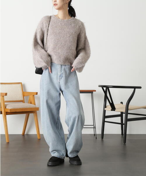 FREE'S MART（フリーズマート）の「◆［ＷＥＢ限定］ウール混リサイクルエコシャギーショート丈ニット（ニット/セーター・レディース・グリーン/グレー/ベージュ/レッド・FREE）」の21枚目の写真