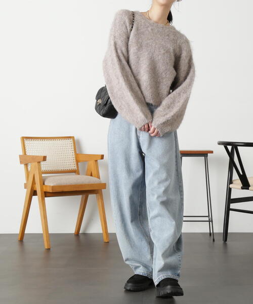 FREE'S MART（フリーズマート）の「◆［ＷＥＢ限定］ウール混リサイクルエコシャギーショート丈ニット（ニット/セーター・レディース・グリーン/グレー/ベージュ/レッド・FREE）」の22枚目の写真