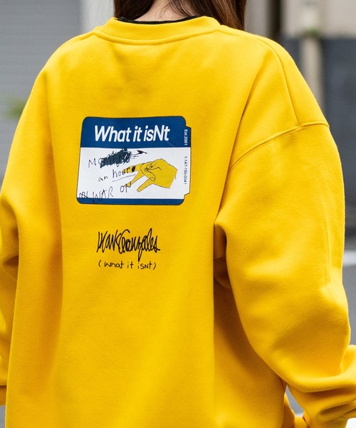 （What it isNt）ART BY MARKGONZALES（ワットイットイズント）の「【h】〔(What it isNT)art by MARKGONZALES〕裏起毛 バックプリント RELAX FIT トレーナー（スウェット・メンズ・イエロー/ロイヤルブルー/ホワイト・MEDIUM/LARGE/X-LARGE）」の18枚目の写真