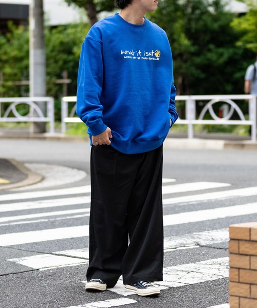 （What it isNt）ART BY MARKGONZALES（ワットイットイズント）の「【h】〔(What it isNT)art by MARKGONZALES〕裏起毛 バックプリント RELAX FIT トレーナー（スウェット・メンズ・イエロー/ロイヤルブルー/ホワイト・MEDIUM/LARGE/X-LARGE）」の15枚目の写真
