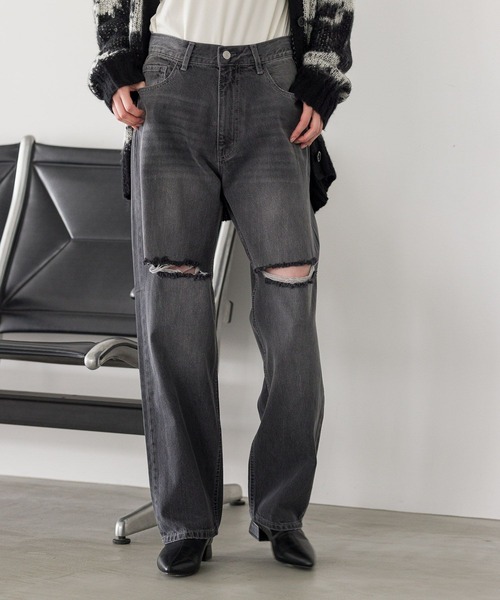 LAKOLE（ラコレ）の「カットアウトデニム / 982734（デニムパンツ・レディース・チャコールグレー/ライトブルー/ブルー・SMALL/MEDIUM/LARGE）」の2枚目の写真