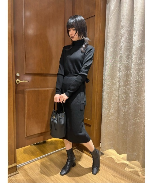 BROOKS BROTHERS（ブルックスブラザーズ）の「メリノウール ベルテッド タートルネック セータードレス（ワンピース・レディース・ブラック/ヘザーグレー・SMALL/MEDIUM/X-SMALL）」の16枚目の写真