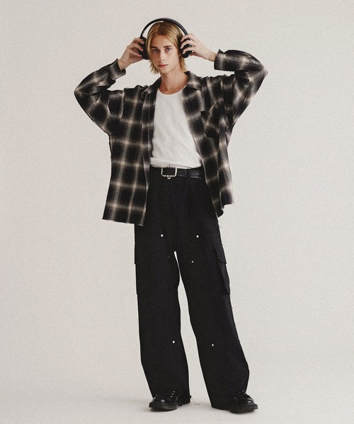 WISH FOR EVER（ウィッシュフォーエバー）の「フリンジオンブレチェックシャツ（シャツ/ブラウス・メンズ・ブラック/グリーン・LARGE/MEDIUM）」の12枚目の写真