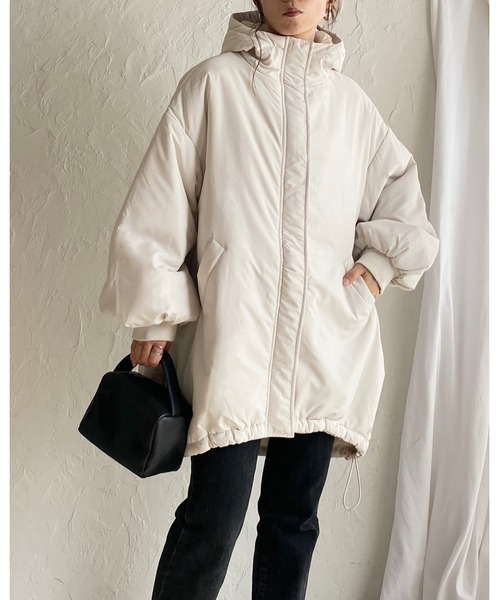 【セール】スタンドカラーフード付きロング丈中綿ダウンモンスターコート（ダウンジャケット/コート）｜She's Closet（シーズクローゼット）