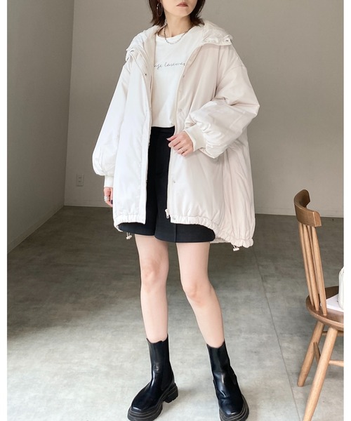 【セール】スタンドカラーフード付きロング丈中綿ダウンモンスターコート（ダウンジャケット/コート）｜She's Closet（シーズクローゼット）