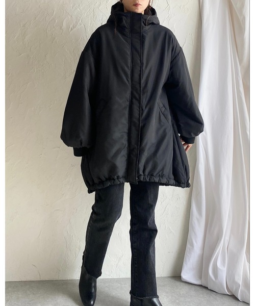 【セール】スタンドカラーフード付きロング丈中綿ダウンモンスターコート（ダウンジャケット/コート）｜She's Closet（シーズクローゼット）