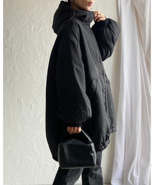 【セール】スタンドカラーフード付きロング丈中綿ダウンモンスターコート（ダウンジャケット/コート）｜She's Closet（シーズクローゼット）