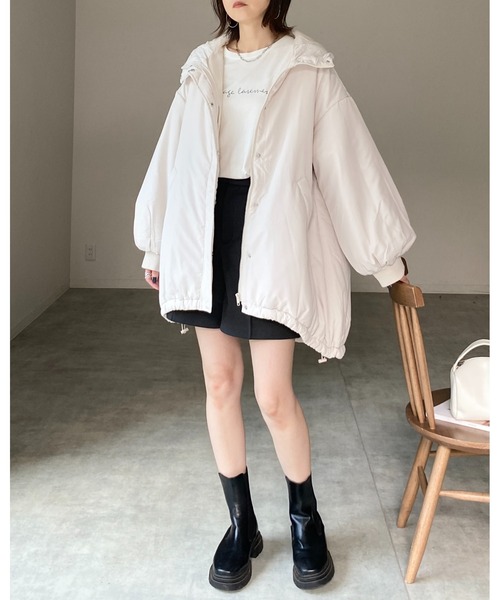 【セール】スタンドカラーフード付きロング丈中綿ダウンモンスターコート（ダウンジャケット/コート）｜She's Closet（シーズクローゼット）