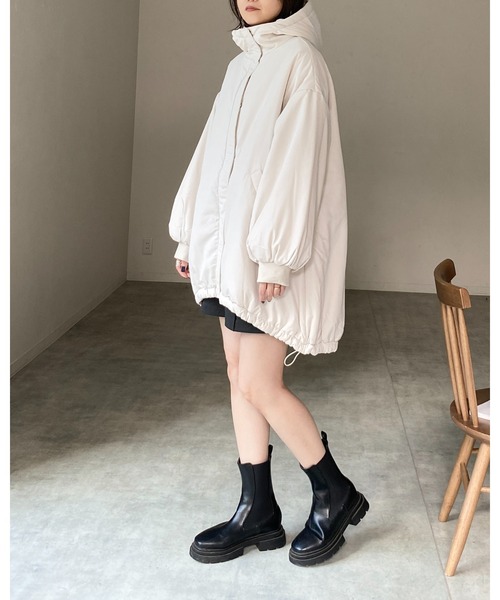 【セール】スタンドカラーフード付きロング丈中綿ダウンモンスターコート（ダウンジャケット/コート）｜She's Closet（シーズクローゼット）