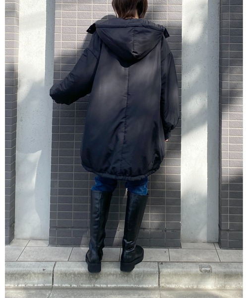 セール】スタンドカラーフード付きロング丈中綿ダウンモンスター