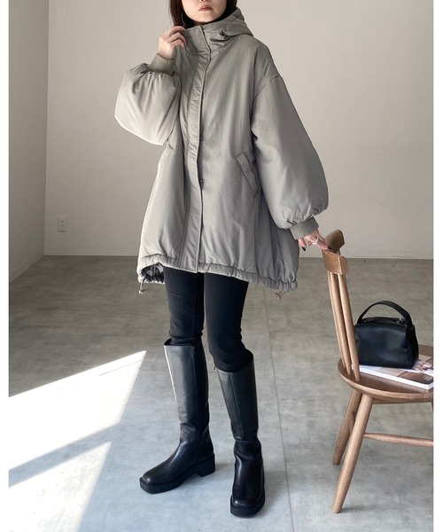 【セール】スタンドカラーフード付きロング丈中綿ダウンモンスターコート（ダウンジャケット/コート）｜She's Closet（シーズクローゼット）